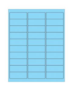 2 5/8" x 1"  Fluorescent  Pastel  Blue Rectangle  Laser  Labels