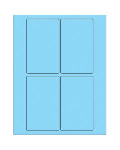 3" x 5"  Fluorescent  Pastel  Blue Rectangle  Laser  Labels