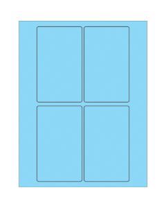 3" x 5"  Fluorescent  Pastel  Blue Rectangle  Laser  Labels