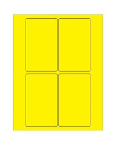 3" x 5"  Fluorescent  Yellow Rectangle  Laser  Labels