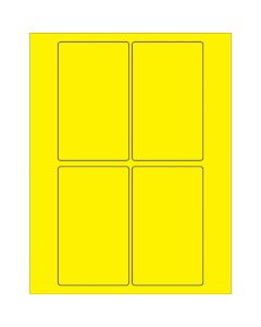 3" x 5"  Fluorescent  Yellow Rectangle  Laser  Labels