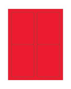 3 1/2" x 5"  Fluorescent  Red Rectangle  Laser  Labels