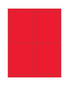 3 1/2" x 5"  Fluorescent  Red Rectangle  Laser  Labels