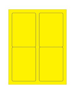 3 1/2" x 5"  Fluorescent  Yellow Rectangle  Laser  Labels