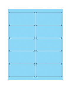4" x 2"  Fluorescent  Pastel  Blue Rectangle  Laser  Labels