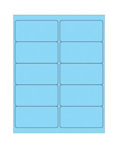 4" x 2"  Fluorescent  Pastel  Blue Rectangle  Laser  Labels