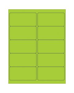 4" x 2"  Fluorescent  Green Rectangle  Laser  Labels