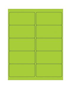 4" x 2"  Fluorescent  Green Rectangle  Laser  Labels