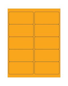 4" x 2"  Fluorescent  Orange Rectangle  Laser  Labels