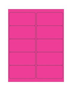 4" x 2"  Fluorescent  Pink Rectangle  Laser  Labels