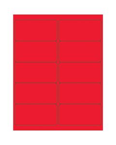 4" x 2"  Fluorescent  Red Rectangle  Laser  Labels