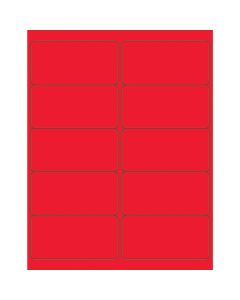 4" x 2"  Fluorescent  Red Rectangle  Laser  Labels