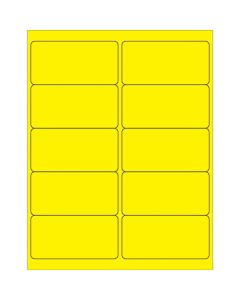 4" x 2"  Fluorescent  Yellow Rectangle  Laser  Labels