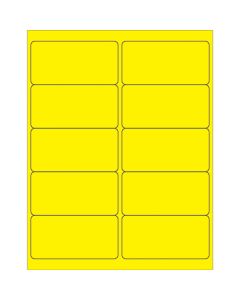 4" x 2"  Fluorescent  Yellow Rectangle  Laser  Labels