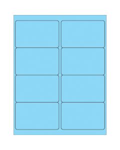 4" x 2 1/2"  Fluorescent  Pastel  Blue Rectangle  Laser  Labels