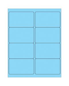 4" x 2 1/2"  Fluorescent  Pastel  Blue Rectangle  Laser  Labels