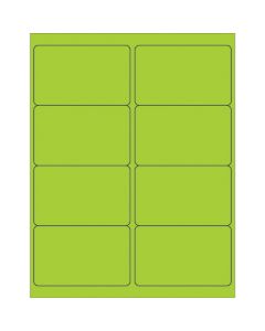 4" x 2 1/2"  Fluorescent  Green Rectangle  Laser  Labels