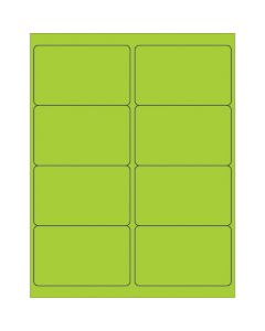 4" x 2 1/2"  Fluorescent  Green Rectangle  Laser  Labels