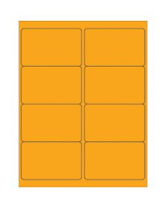 4" x 2 1/2"  Fluorescent  Orange Rectangle  Laser  Labels