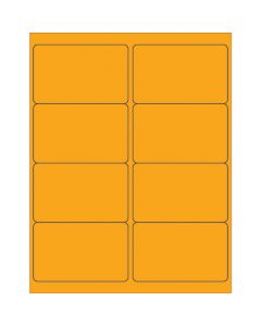 4" x 2 1/2"  Fluorescent  Orange Rectangle  Laser  Labels