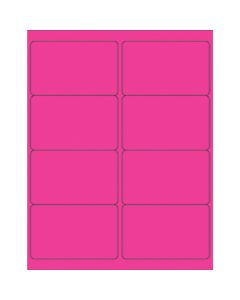 4" x 2 1/2"  Fluorescent  Pink Rectangle  Laser  Labels