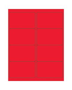 4" x 2 1/2"  Fluorescent  Red Rectangle  Laser  Labels