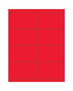 4" x 2 1/2"  Fluorescent  Red Rectangle  Laser  Labels