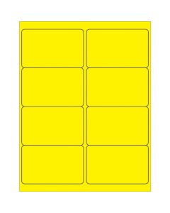 4" x 2 1/2"  Fluorescent  Yellow Rectangle  Laser  Labels