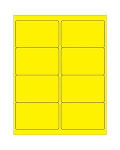 4" x 2 1/2"  Fluorescent  Yellow Rectangle  Laser  Labels