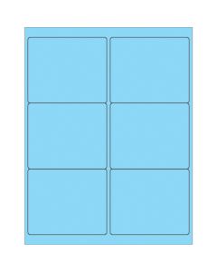 4" x 3 1/3"  Fluorescent  Pastel  Blue Rectangle  Laser  Labels