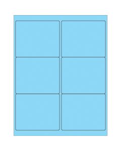 4" x 3 1/3"  Fluorescent  Pastel  Blue Rectangle  Laser  Labels