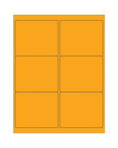 4" x 3 1/3"  Fluorescent  Orange Rectangle  Laser  Labels