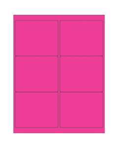 4" x 3 1/3"  Fluorescent  Pink Rectangle  Laser  Labels