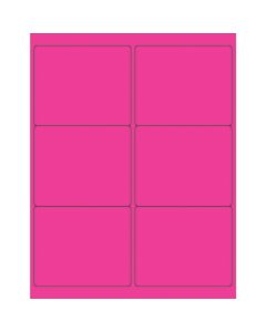 4" x 3 1/3"  Fluorescent  Pink Rectangle  Laser  Labels