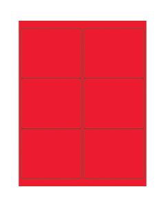 4" x 3 1/3"  Fluorescent  Red Rectangle  Laser  Labels