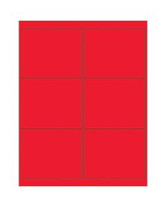 4" x 3 1/3"  Fluorescent  Red Rectangle  Laser  Labels