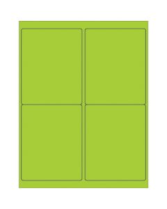 4" x 5"  Fluorescent  Green Rectangle  Laser  Labels