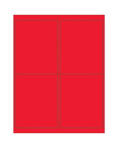 4" x 5"  Fluorescent  Red Rectangle  Laser  Labels
