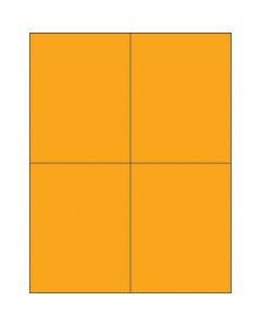 4 1/4" x 5 1/2 " Fluorescent  Orange Rectangle  Laser  Labels