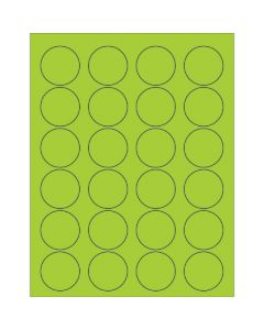 1 5/8"  Fluorescent  Green Circle  Laser  Labels