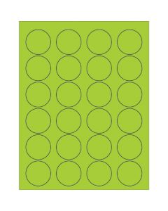 1 5/8"  Fluorescent  Green Circle  Laser  Labels