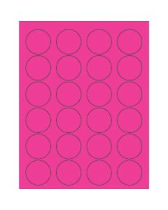 1 5/8"  Fluorescent  Pink Circle  Laser  Labels