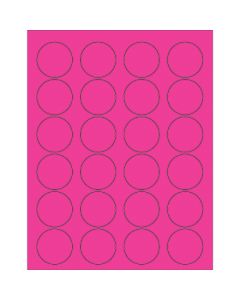 1 5/8"  Fluorescent  Pink Circle  Laser  Labels