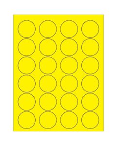 1 5/8"  Fluorescent  Yellow Circle  Laser  Labels