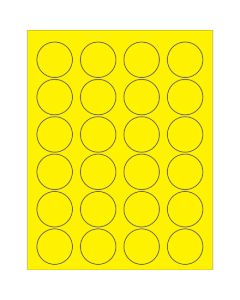 1 5/8"  Fluorescent  Yellow Circle  Laser  Labels