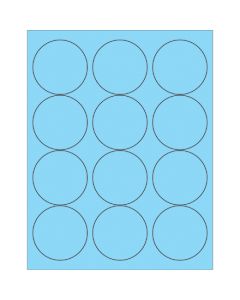 2 1/2"  Fluorescent  Pastel  Blue Circle  Laser  Labels