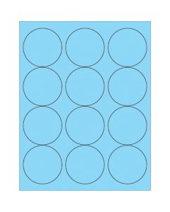 2 1/2"  Fluorescent  Pastel  Blue Circle  Laser  Labels