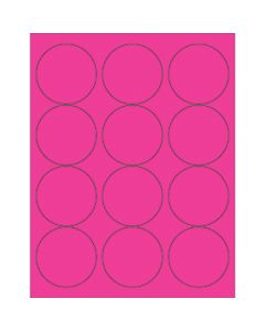 2 1/2"  Fluorescent  Pink Circle  Laser  Labels