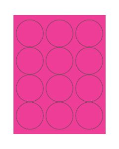 2 1/2"  Fluorescent  Pink Circle  Laser  Labels