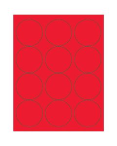 2 1/2"  Fluorescent  Red Circle  Laser  Labels